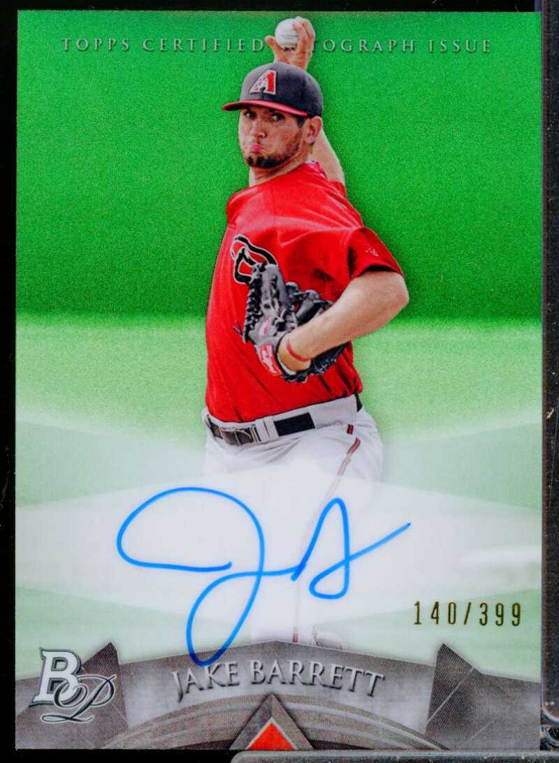 Jake Barrett 2014 Bowman Platinum Prospect Autographs Green Refractors #APJB  Image 1