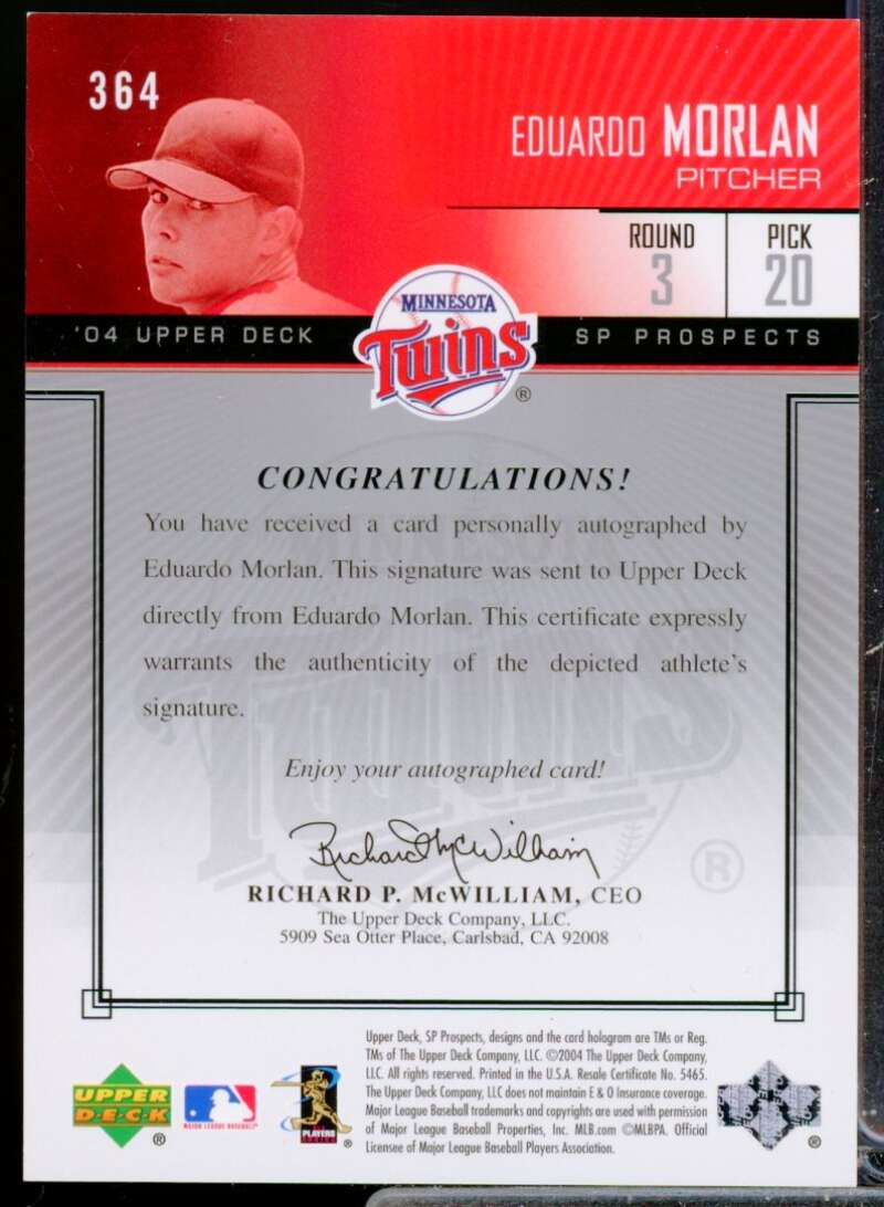 E.Morlan /400 RC Card 2004 SP Prospects Rookie Autograph #364  Image 2