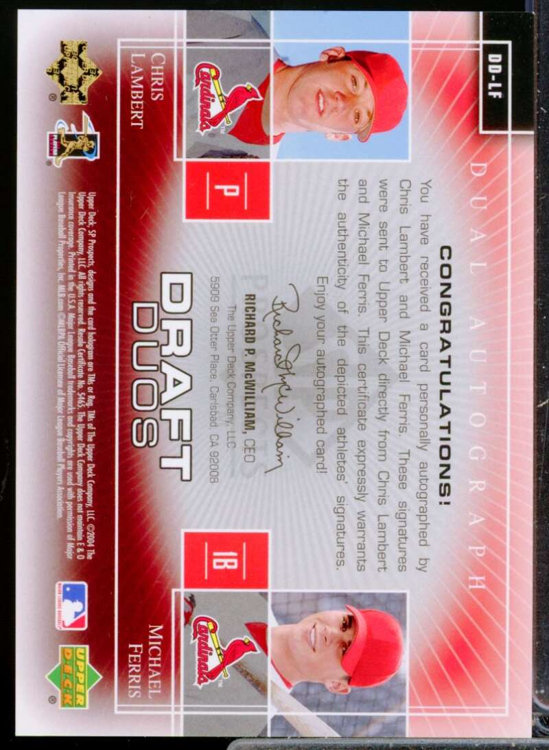 Chris Lambert Michael Ferris 2004 SP Prospects Draft Duos Dual Autographs #LF  Image 2