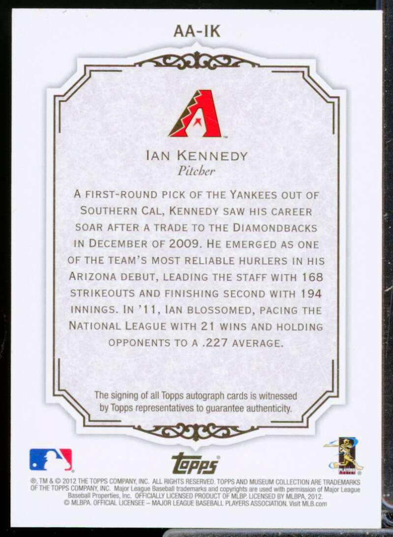 Ian Kennedy /100 Card 2012 Topps Museum Collection Archival Autographs #IK  Image 2