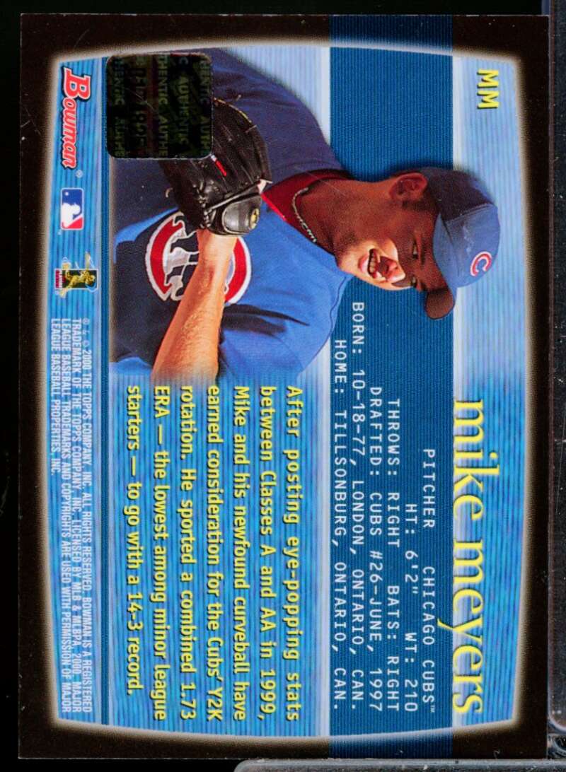 Mike Meyers Card 2000 Bowman Autographs #MM  Image 2