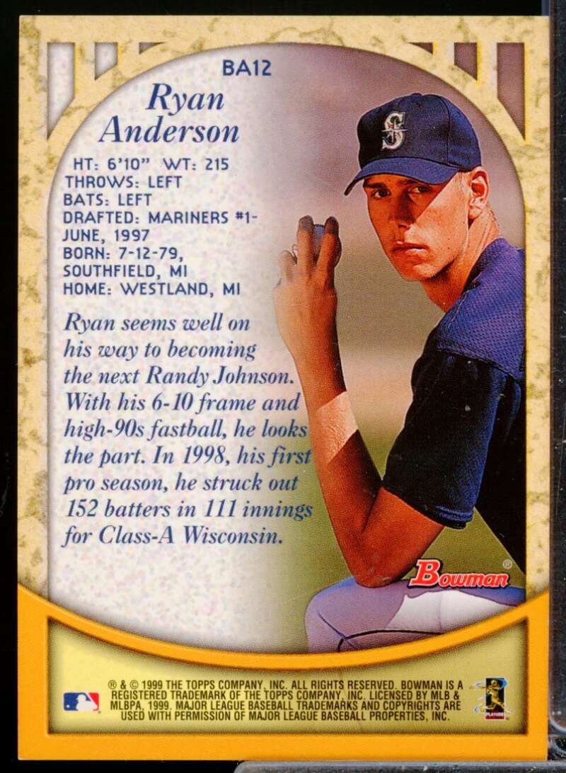 Ryan Anderson Card 1999 Bowman Autographs #BA12  Image 2