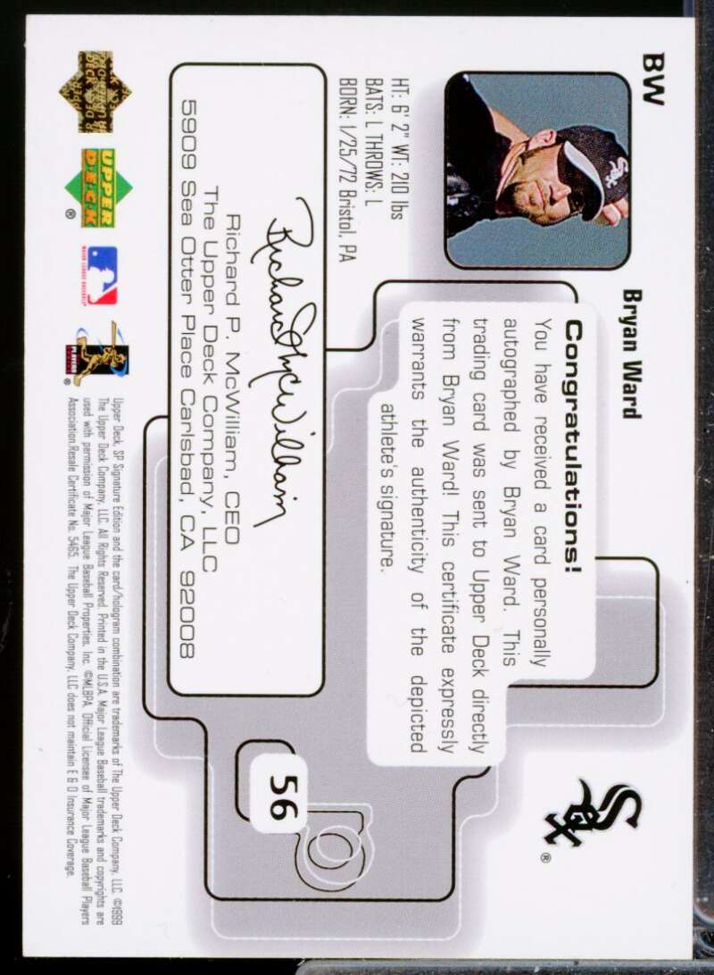 Bryan Ward Card 1999 SP Signature Autographs #BW  Image 2