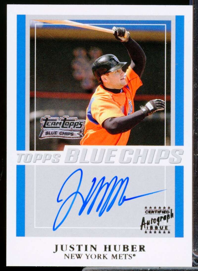 Justin Huber Card 2003 Team Topps Blue Chips Autographs #JHU  Image 1