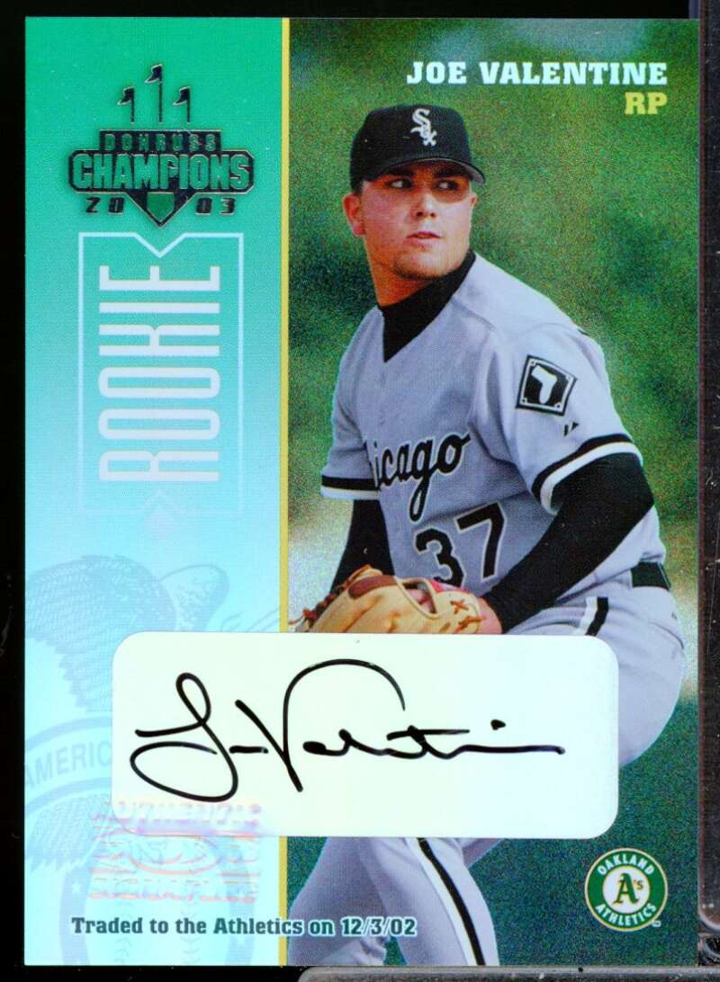 Joe Valentine /475 Card 2003 Donruss Champions Rookie Autographs #290  Image 1