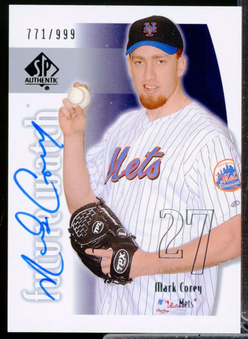 Mark Corey RC Card 2002 SP Authentic Rookie Autograph Future Watch #154  Image 1