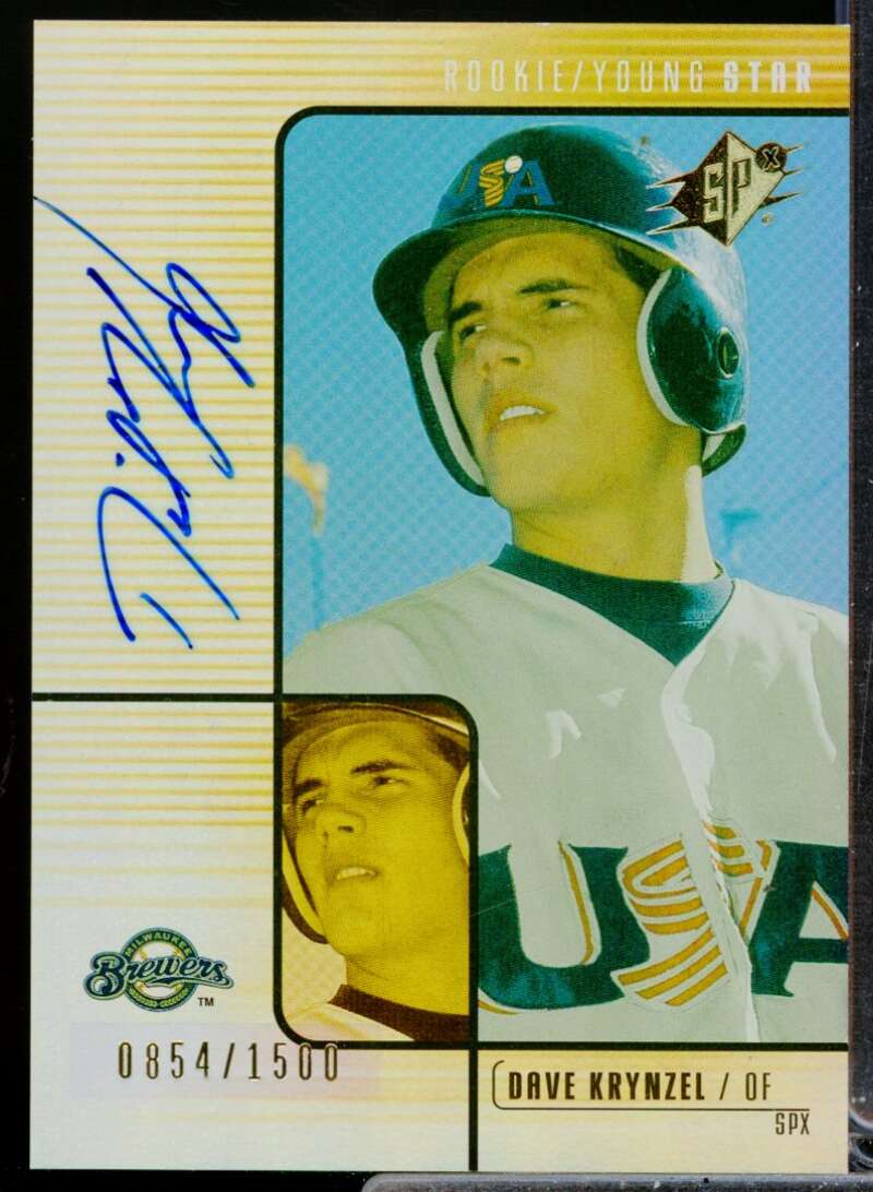 Dave Krynzel /1500 RC Card 2000 SPx Rookie Autograph #143  Image 1