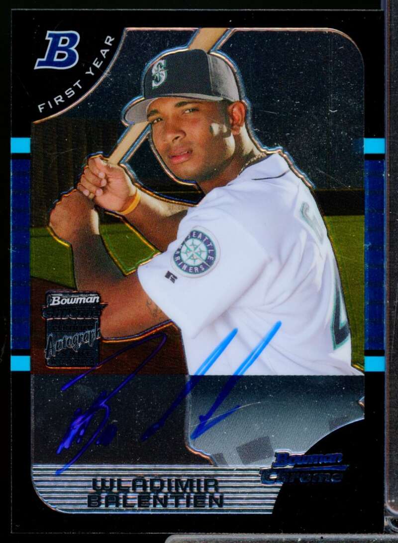 Wladimir Balentien RC Card 2005 Bowman Chrome Rookie Autograph #344  Image 1