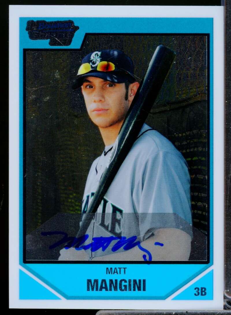 Matt Mangini Card 2007 Bowman Chrome Draft Draft Picks Autograph #BDPP129  Image 1