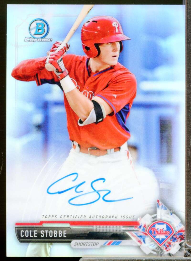 Cole Stobbe Card 2017 Bowman Chrome Prospect Autographs Refractors #CPACS  Image 1