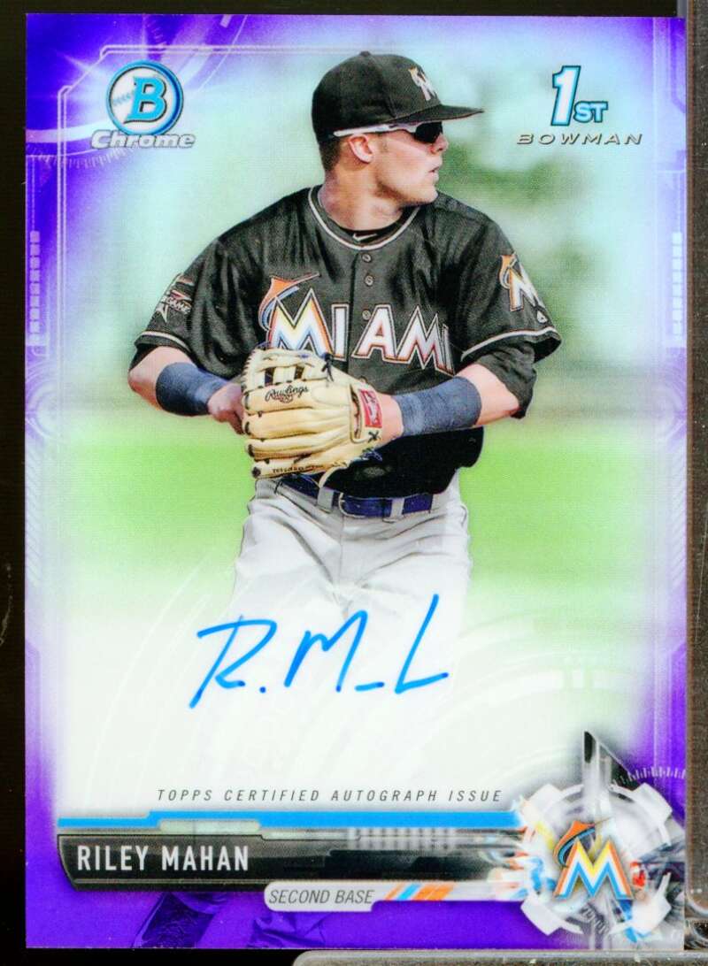 Riley Mahan Card 2017 Bowman Chrome Draft Autographs Purple Refractors #CDARM  Image 1