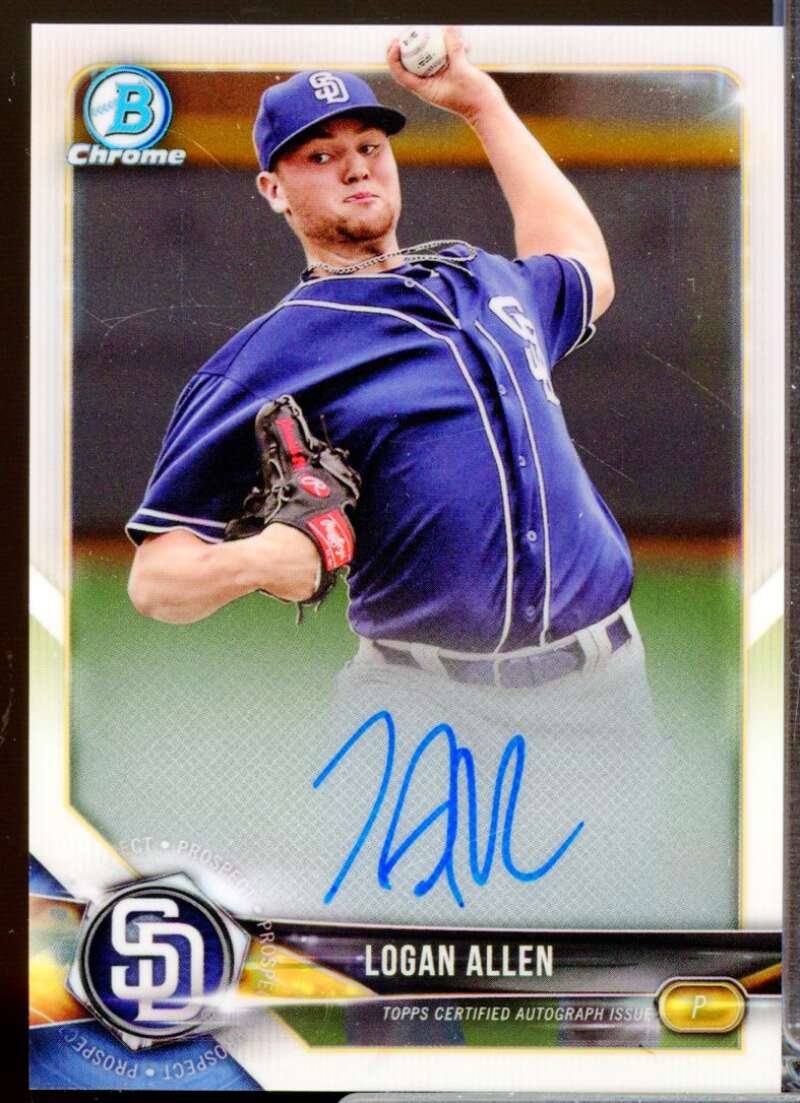 Logan Allen Card 2018 Bowman Chrome Prospect Autographs #CPALA  Image 1
