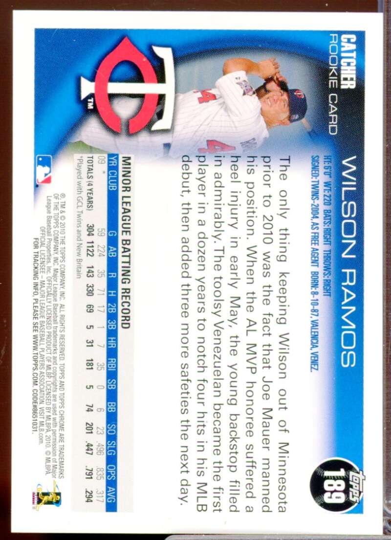 Wilson Ramos Card 2010 Topps Chrome Rookie Autographs #189  Image 2