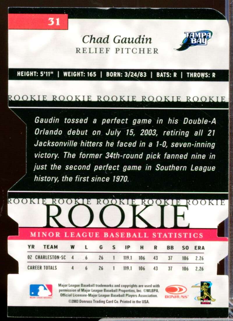 Chad Gaudin 2003 Donruss Elite Extra Turn of the Century Rookie Autographs #31  Image 2