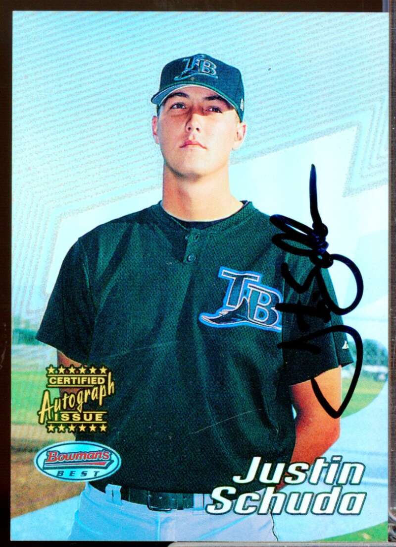 Justin Schuda RC Card 2002 Bowman's Best Rookie Autograph #161  Image 1