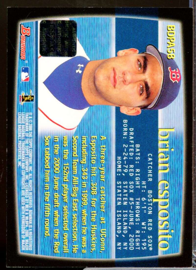 Brian Esposito Card 2000 Bowman Draft Autographs #BDPA58  Image 2