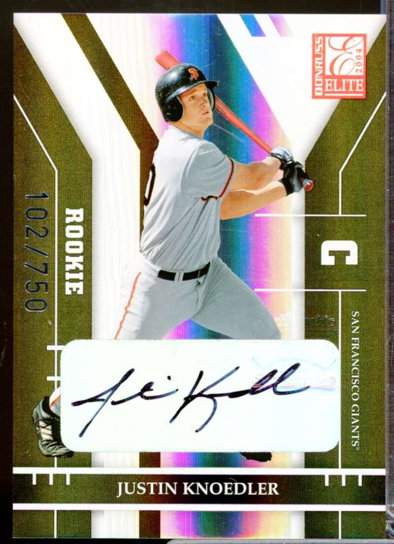 Justin Knoedler /750 RC Card 2004 Donruss Elite Rookie Autograph #162  Image 1