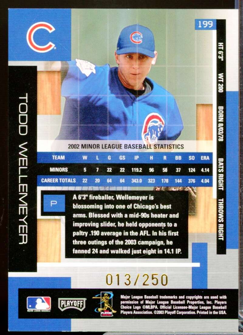 Todd Wellemeyer /250 2003 Absolute Spectrum Signatures Rookie Autograph #199  Image 2