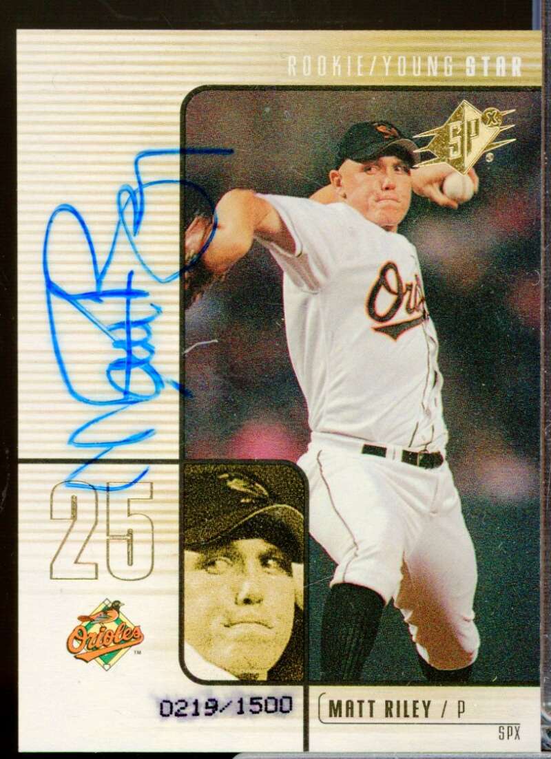Matt Riley /1500 Card 2000 SPx Rookie Autograph #97  Image 1