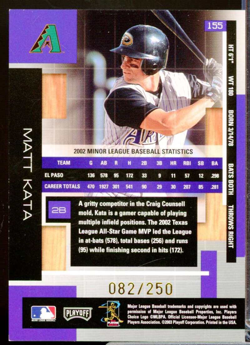 Matt Kata 2003 Absolute Memorabilia Spectrum Signatures Rookie Autograph #155  Image 2