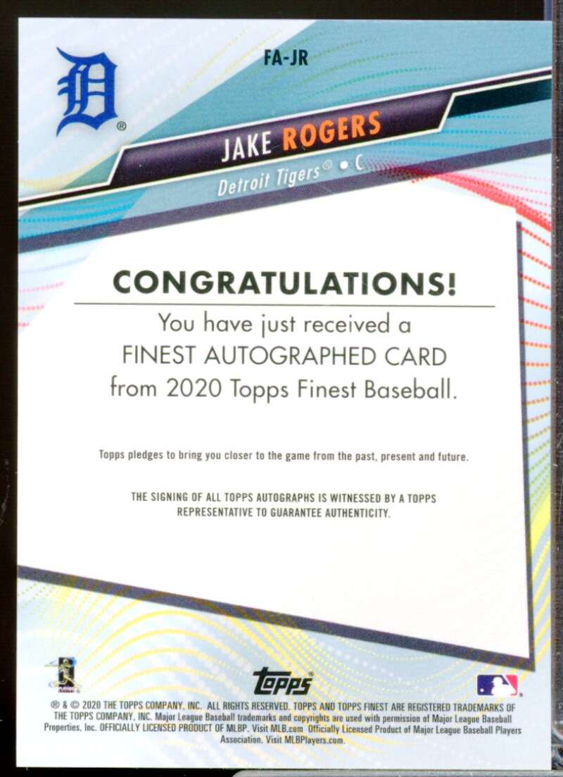 Jake Rogers Card 2020 Finest Autographs #FAJR  Image 2