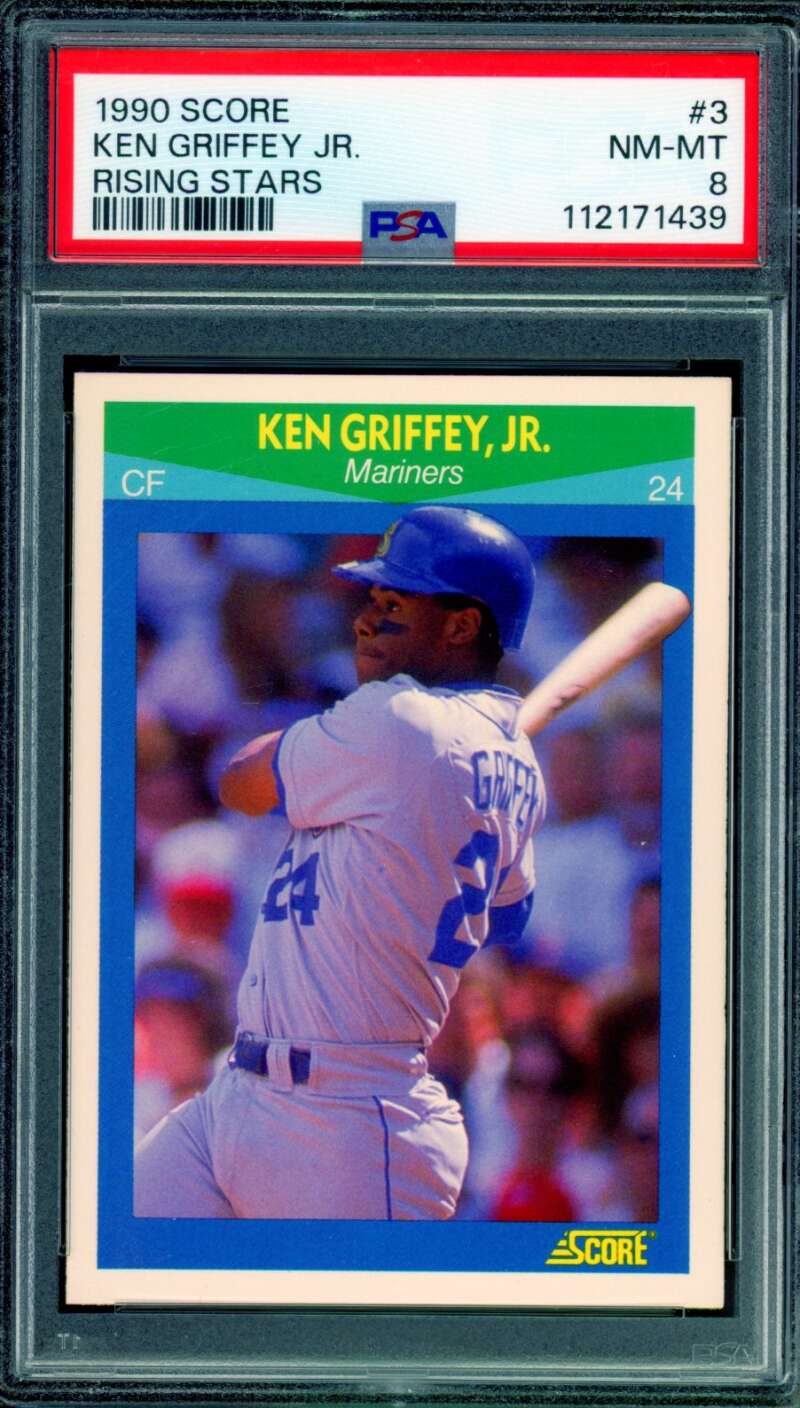 Ken Griffey Jr. Card 1990 Score Rising Stars #3 PSA 8 Image 1
