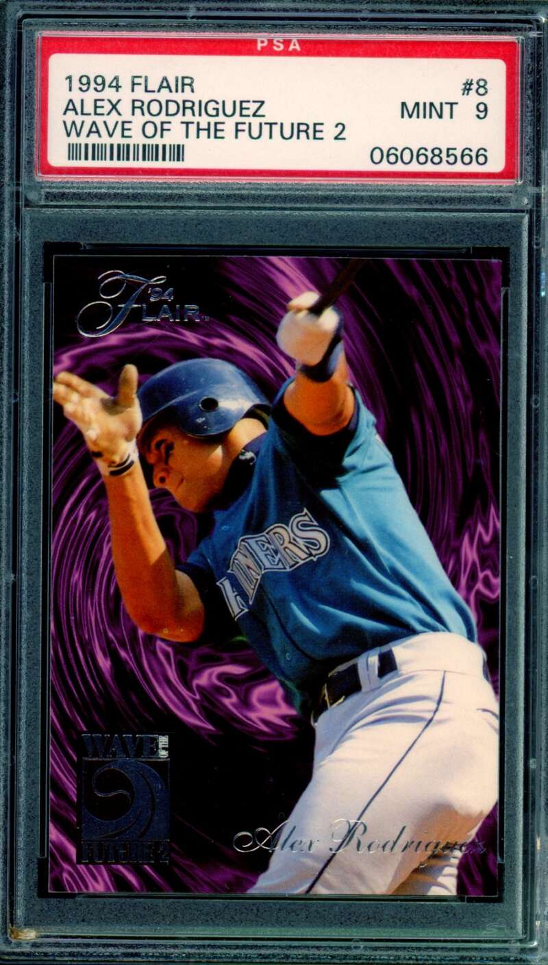 Alex Rodriguez Rookie Card 1994 Flair Wave Of The Future #8 PSA 9 Image 1