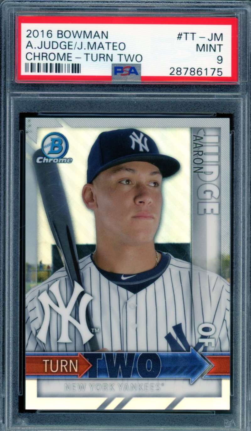 Jorge Mateo / Aaron Judge Rookie Card 2016 Bowman Chrome Turn Two #TT-JM PSA 9 Image 1