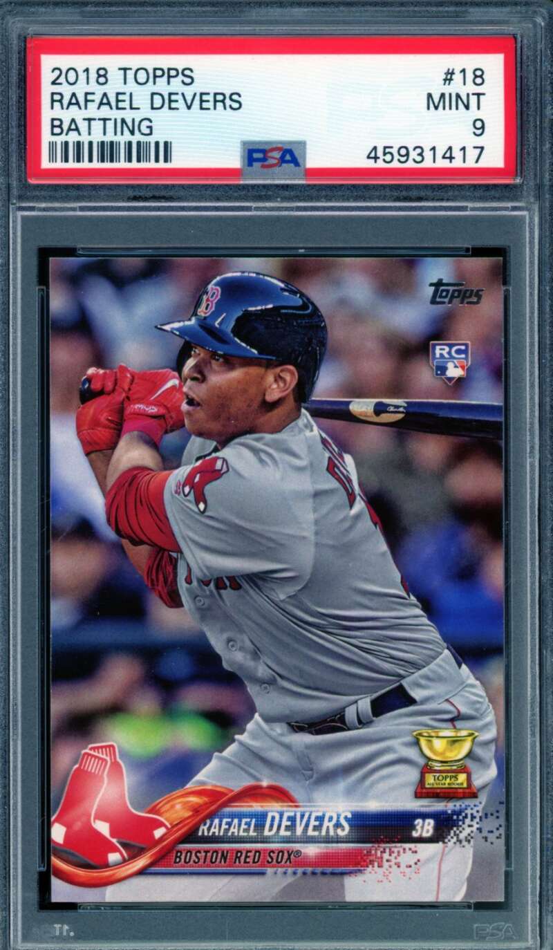 Rafael Devers Rookie Card 2018 Topps #18 PSA 9 Image 1