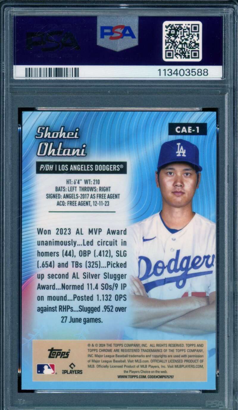 Shohei Ohtani Card 2024 Topps Chrome All Etch #CAE1 PSA 10 Image 2