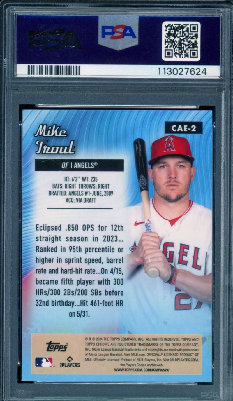 Mike Trout Card 2024 Topps Chrome All Etch #CAE2 PSA 9 Image 2