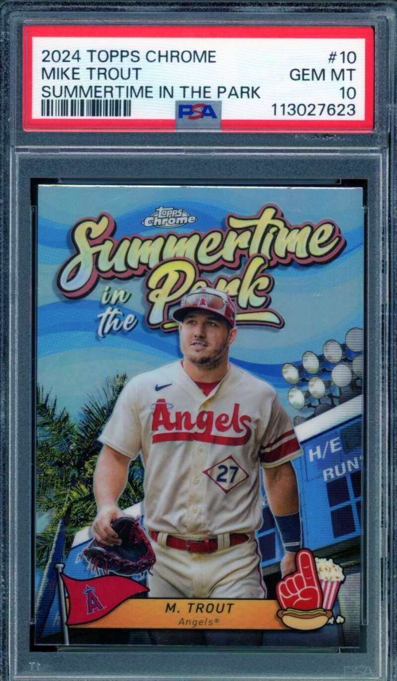 Mike Trout Card 2024 Topps Chrome Summertime In The Park #Mike Trout PSA 10 Image 1