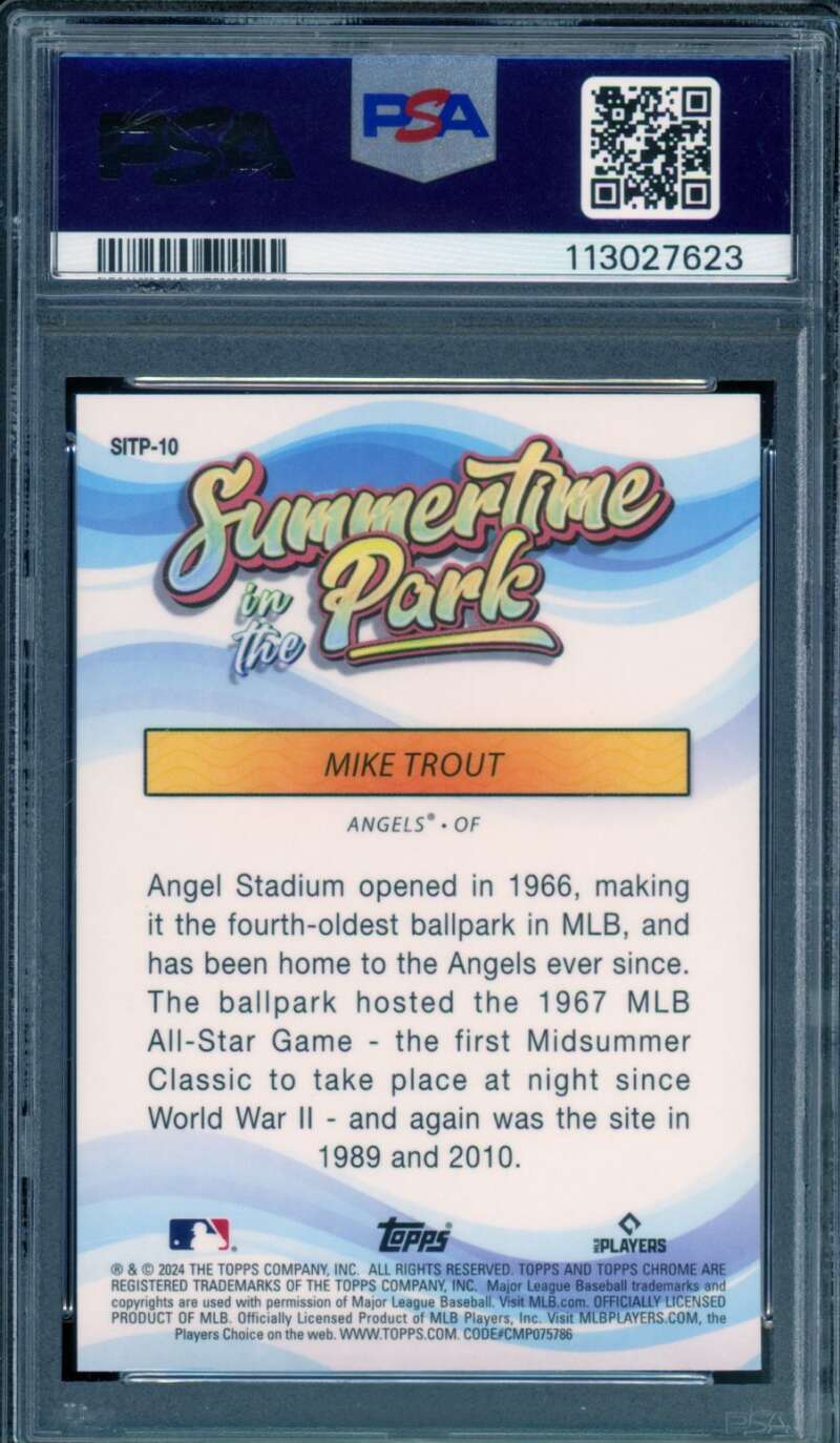 Mike Trout Card 2024 Topps Chrome Summertime In The Park #Mike Trout PSA 10 Image 2