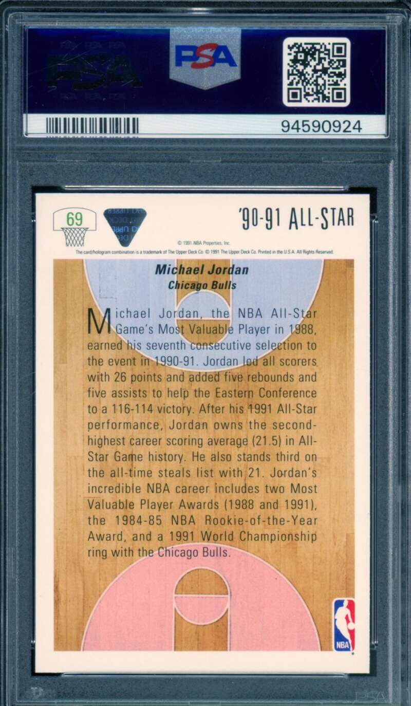 Michael Jordan Card 1991-92 Upper Deck #69 PSA 7 Image 2