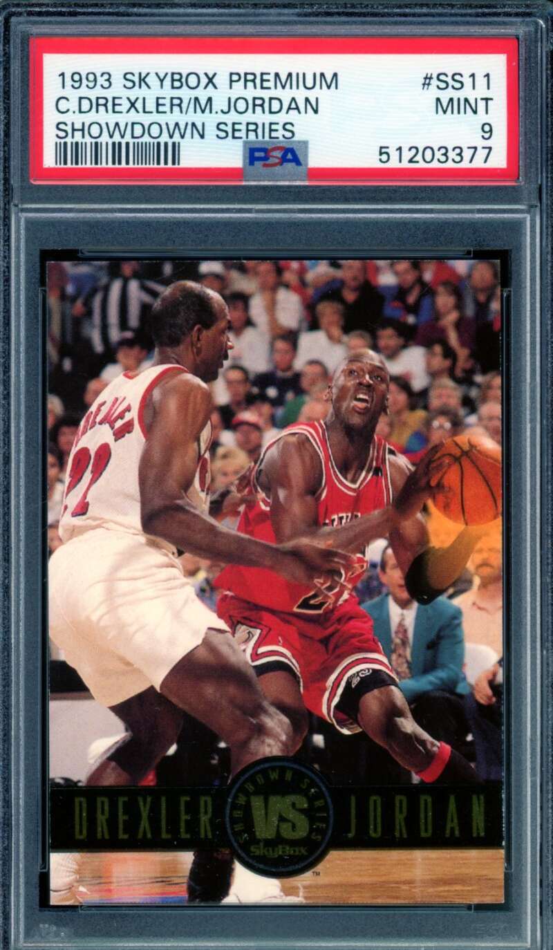 Clyde Drexler / Michael Jordan Card 1993-94 Skybox Premium #SS11 PSA 9 Image 1