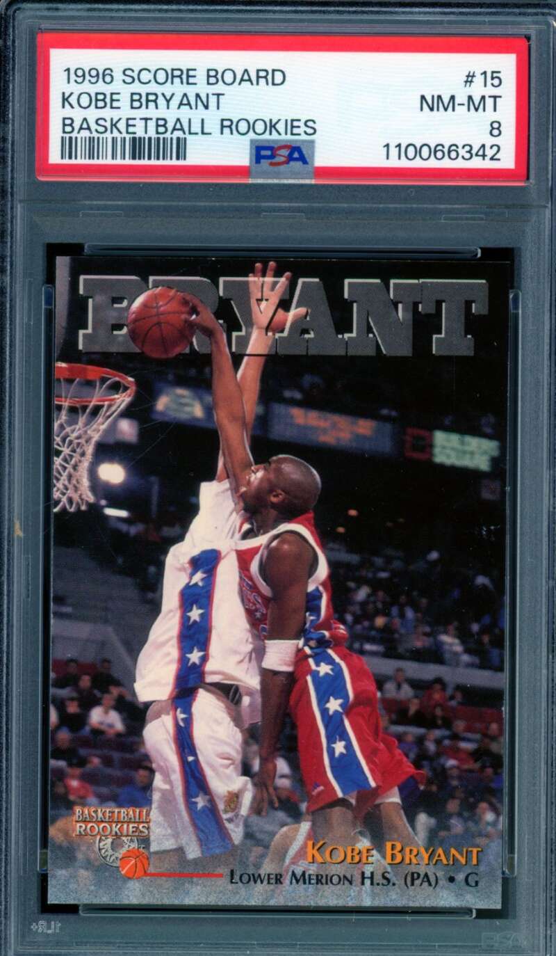 Kobe Bryant Rookie Card 1996 Score Board #15 PSA 8 Image 1