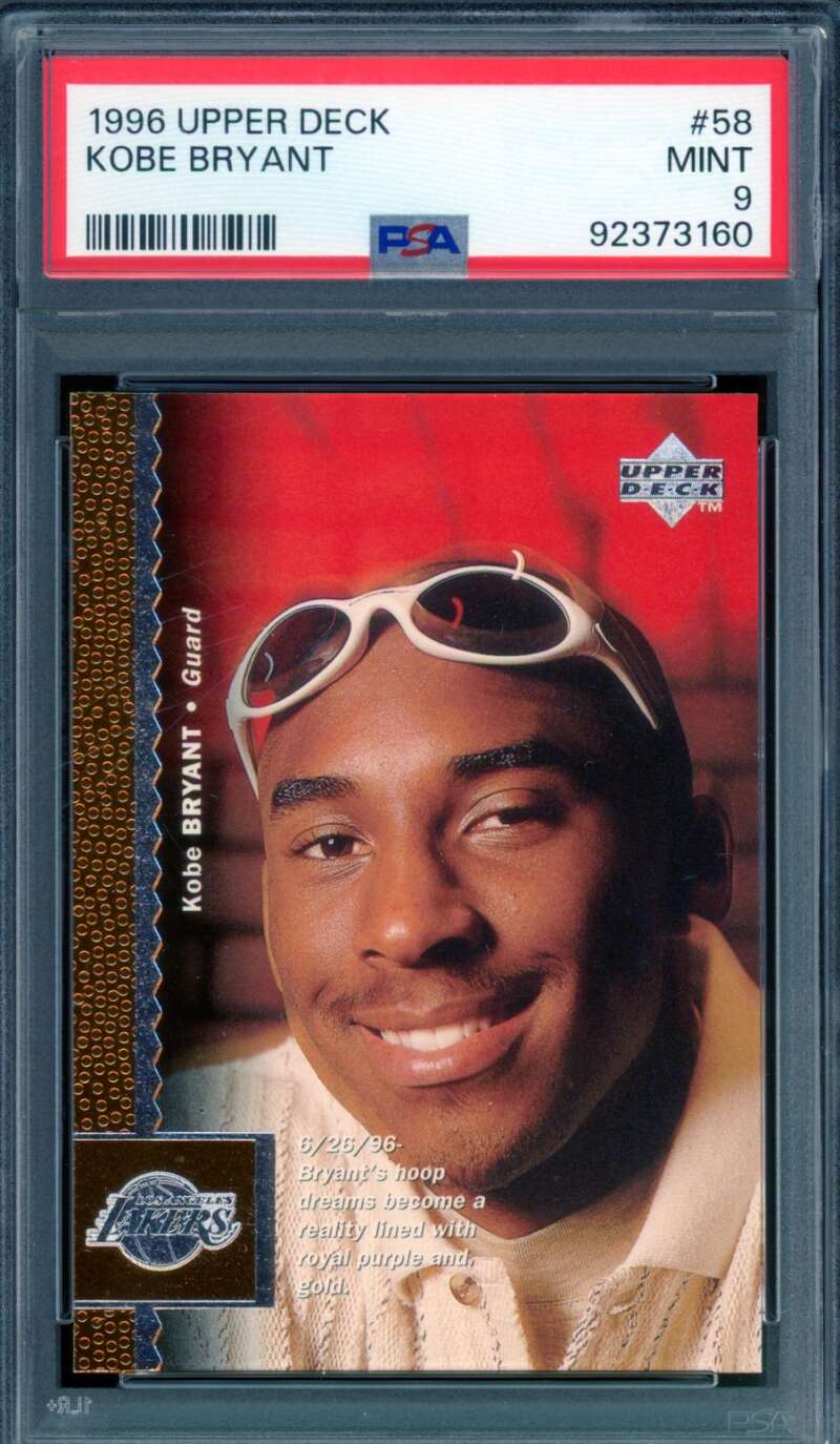 Kobe Bryant Rookie Card 1996-97 Upper Deck #58 PSA 9 Image 1