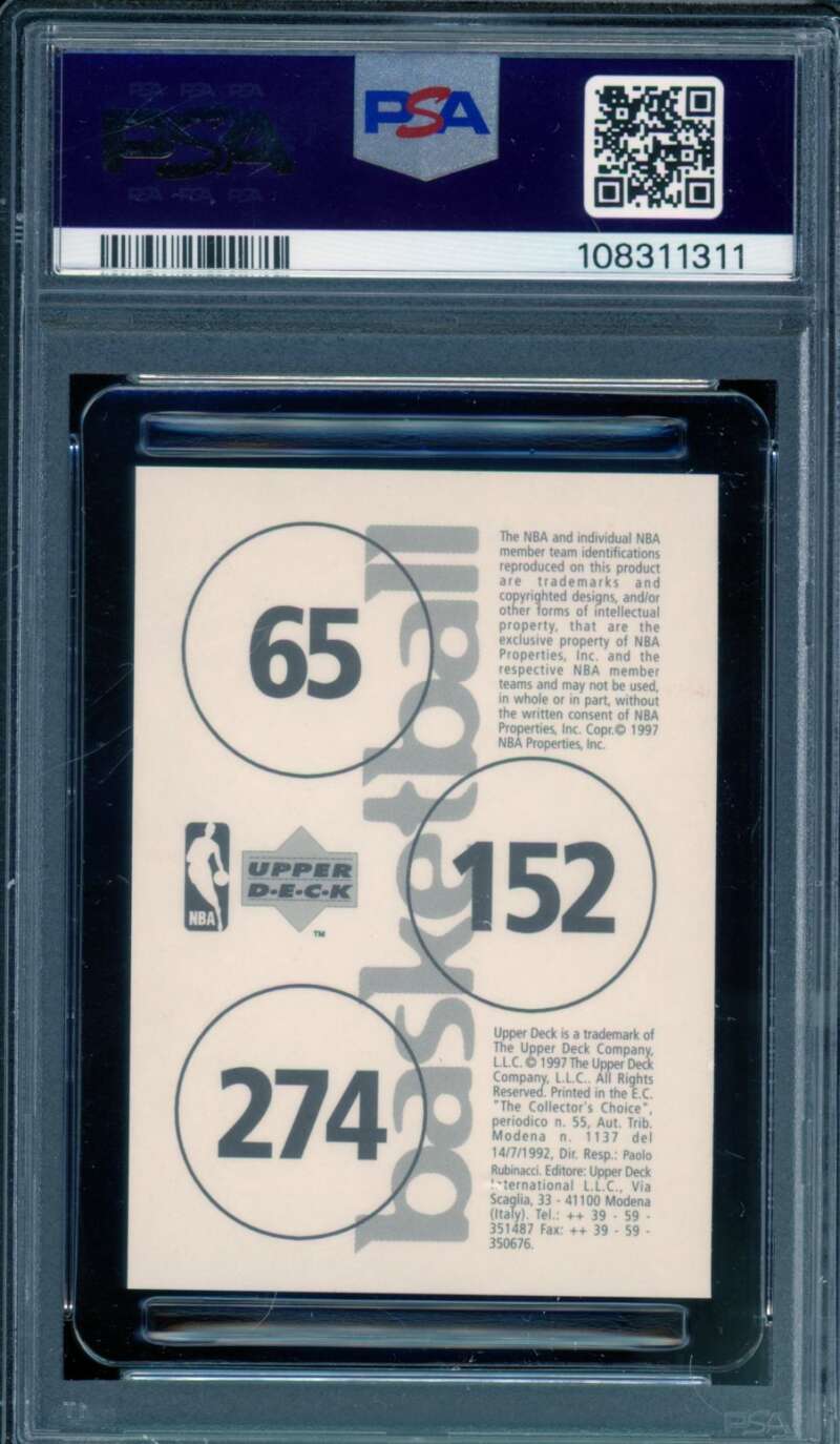 Kobe Bryant/Rahim/Gill Card 1997 UD International Stickers #nno PSA 6 Image 2