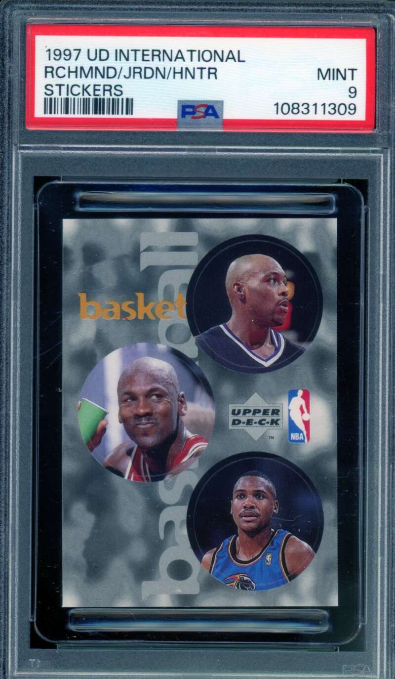 Michael Jordan/Richmond/Hunter Card 1997 UD International Stickers #nno PSA 9 Image 1