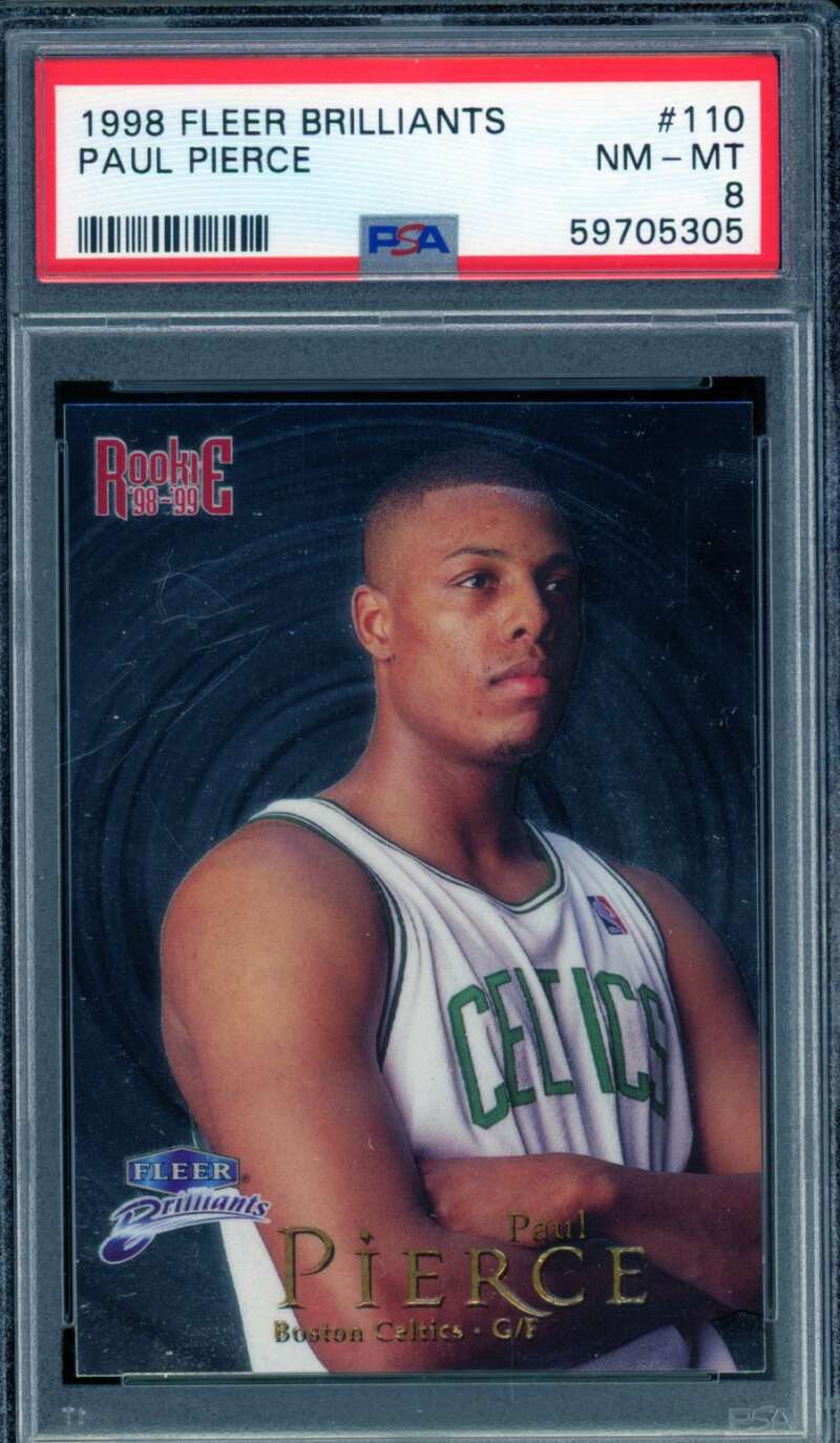 Paul Pierce Rookie Card 1998-99 Fleer Brilliants #110 PSA 8 Image 1
