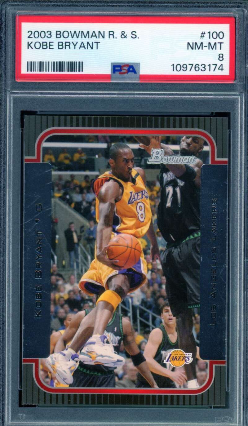 Kobe Bryant Card 2003-04 Bowman Rookies Stars #100 PSA 8 Image 1