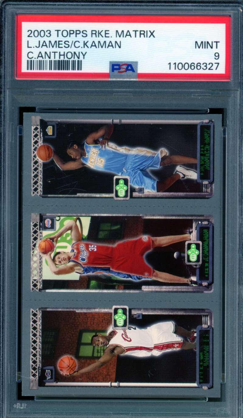 Lebron James/Carmelo Anthony/Kaman Rookie 2003-04 Topps Rookie Matrix #111 PSA 9 Image 1