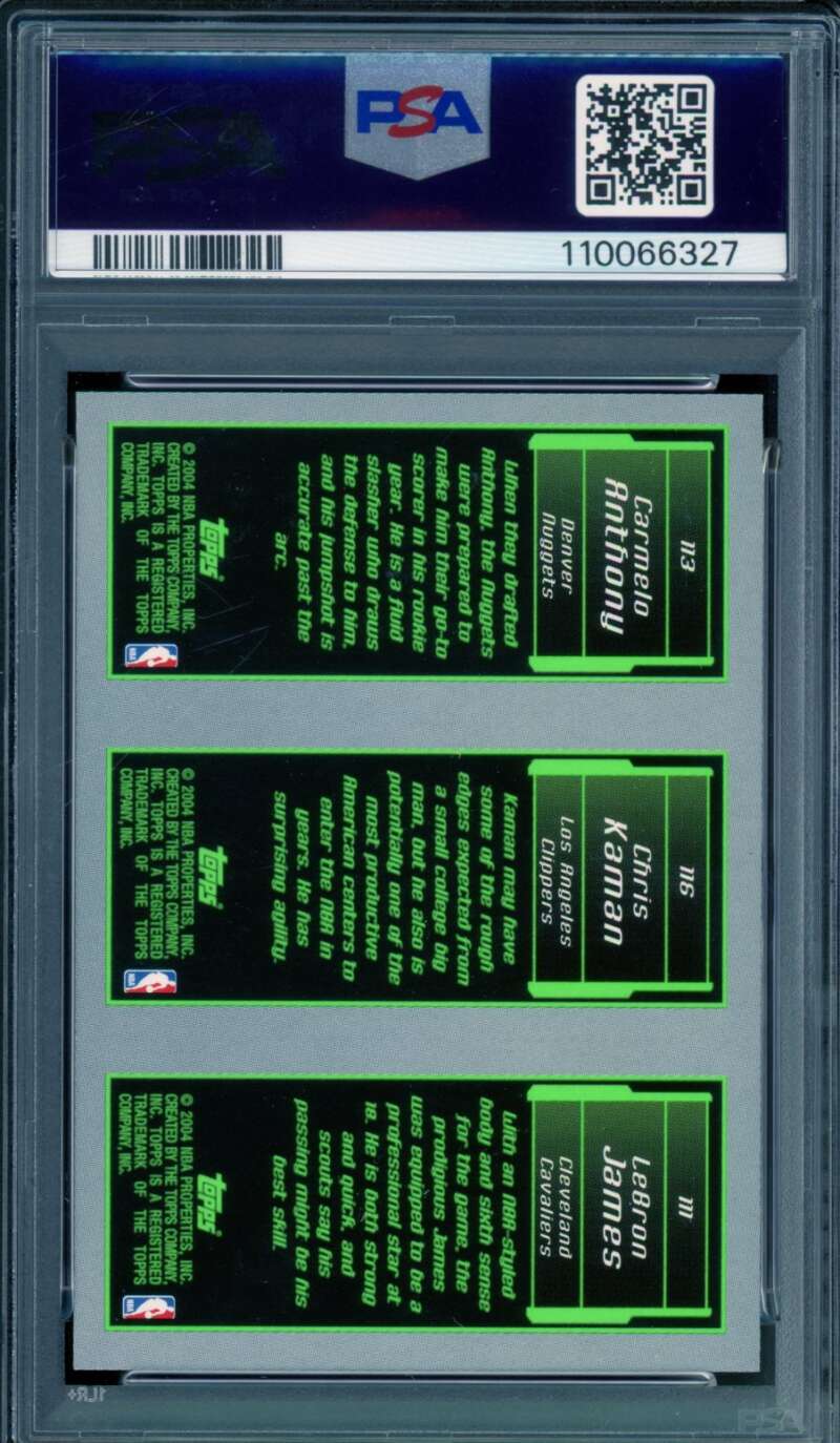 Lebron James/Carmelo Anthony/Kaman Rookie 2003-04 Topps Rookie Matrix #111 PSA 9 Image 2