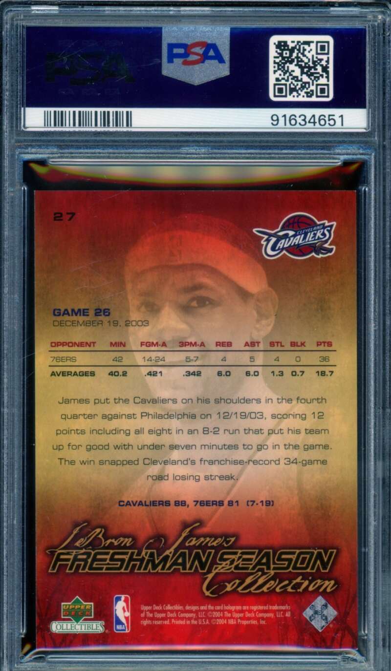 LeBron James Rookie Card 2003 UD Collectibles #27 PSA 9 Image 2