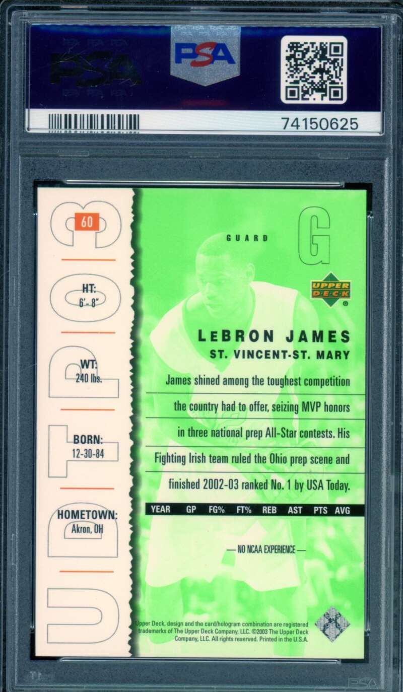 LeBron James Rookie Card 2003 Top Prospects #60 PSA 9 Image 2