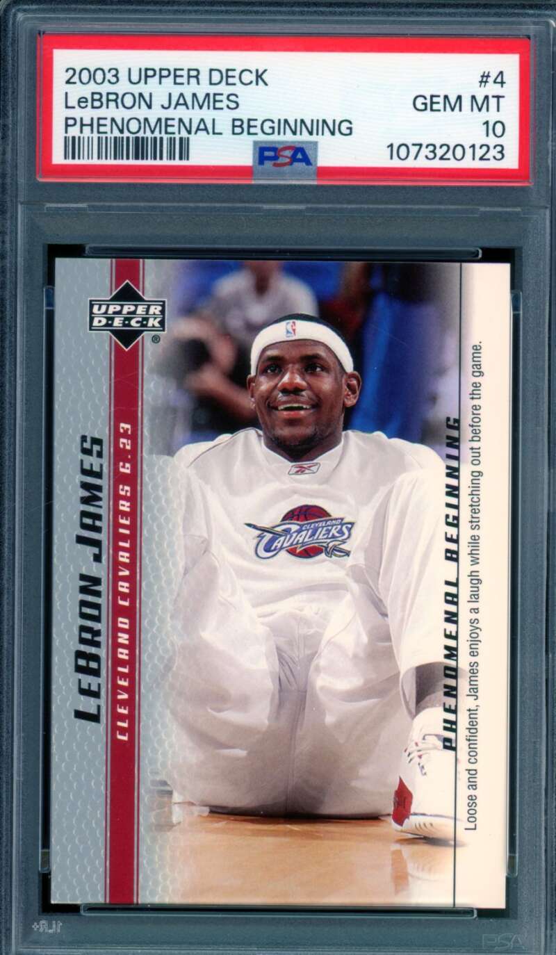 LeBron James Rookie Card 2003 Upper Deck Phenomenal Beginnings #4 PSA 10 Image 1