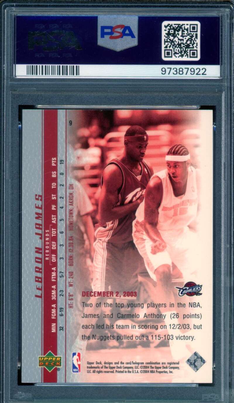 LeBron James Rookie Card 2003 Upper Deck Phenomenal Beginnings #9 PSA 8 Image 2