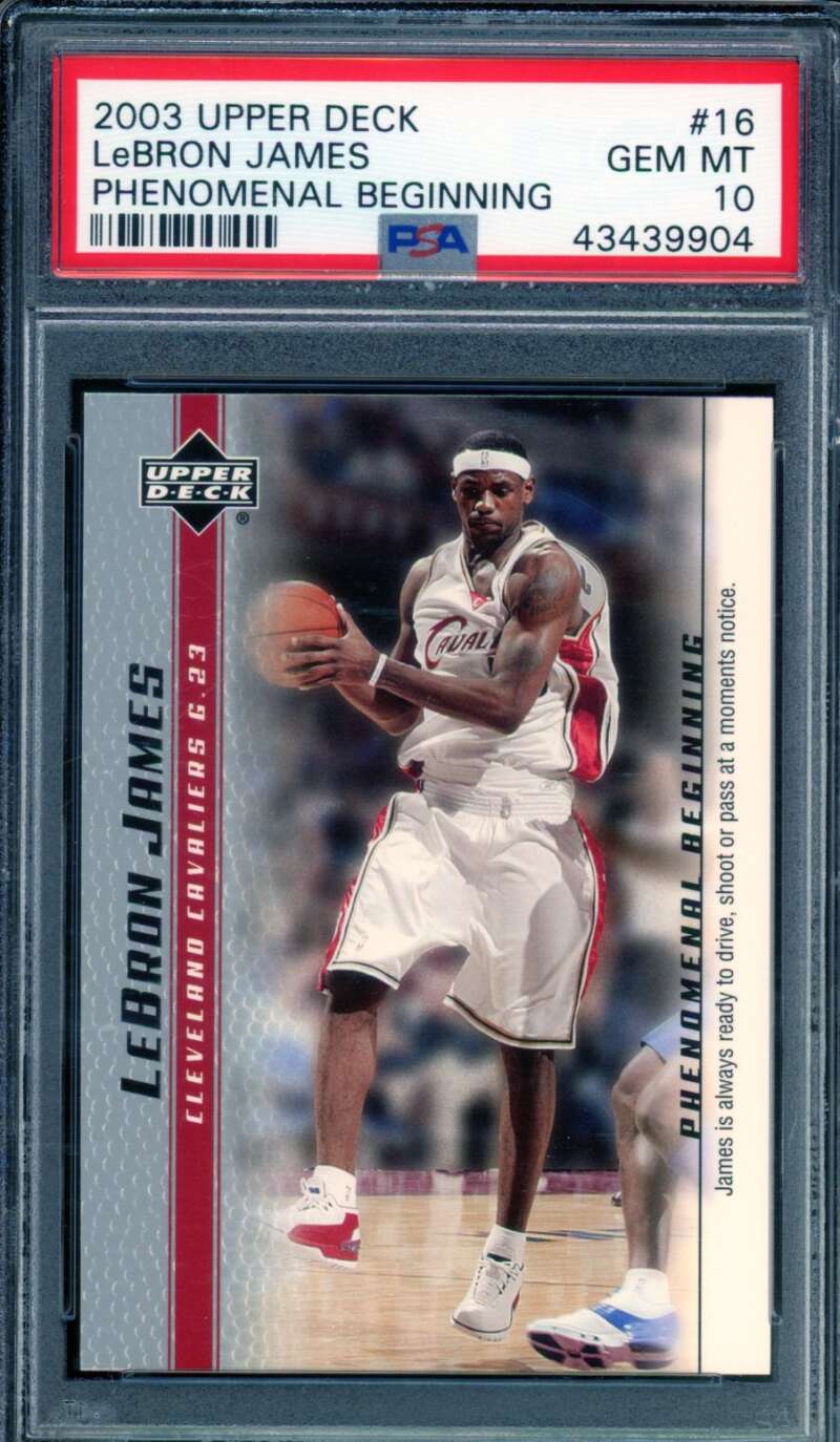 LeBron James Rookie Card 2003 Upper Deck Phenomenal Beginning #16 PSA 10 Image 1