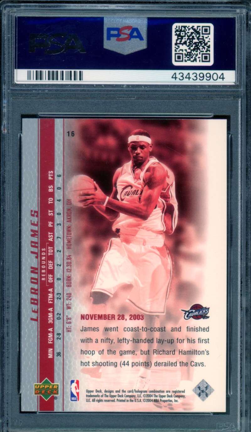 LeBron James Rookie Card 2003 Upper Deck Phenomenal Beginning #16 PSA 10 Image 2