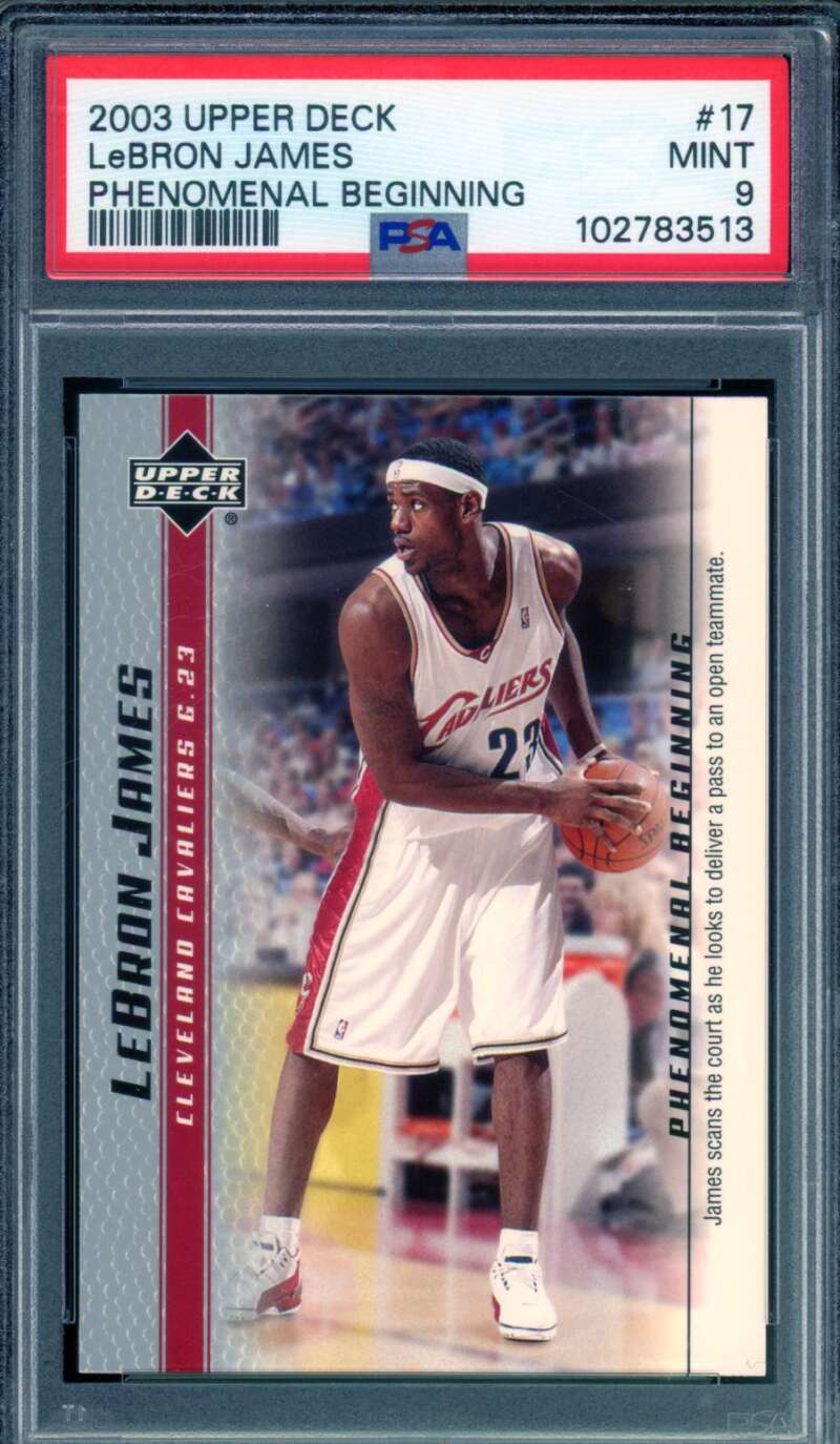 LeBron James Rookie Card 2003 Upper Deck Phenomenal Beginning #17 PSA 9 Image 1